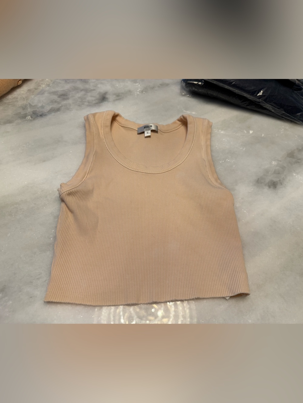 Agolde Ribbed Tank Top - Cream - Picture 2 of 4